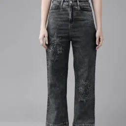 KASSUALLY Black Relaxed Fit High Rise Jeans-picture-11