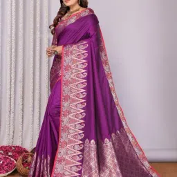 Elora Purple Zari Saree With Unstitched Blouse-picture-10
