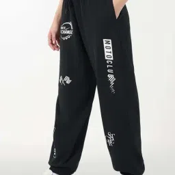 Bewakoof Black Loose Fit Printed Joggers image 3