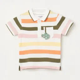 Juniors by Lifestyle White Striped Regular Fit Polo T-Shirt-picture-36