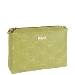 Metro Green Synthetic Textured Sling Handbag image 4