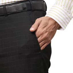 Raymond Grey Slim Fit Checks Trousers image 5