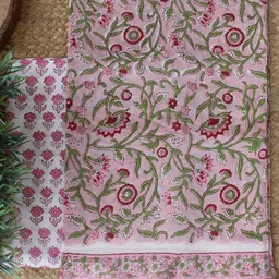 Weaves of Tradition Bagru Printed Maheshwari Cotton Silk Unstitched Dress Material-image-6