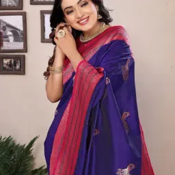Elora Purple Zari Saree With Unstitched Blouse image 4