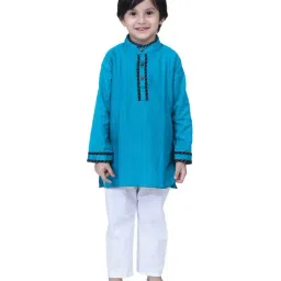 BownBee Kids Teal Blue Regular Fit Kurta & Pajamas-picture-12