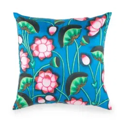 Home4U Blue & Pink Silk Large Cushion Cover - Set of 1-image-5