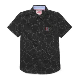 Under Fourteen Only Kids Black Printed Shirt-image-3