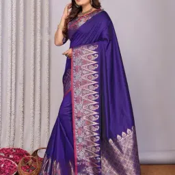 Elora Royal Blue Zari Saree With Unstitched Blouse-picture-11