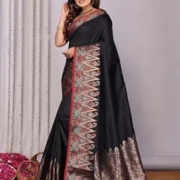 Elora Black Zari Saree With Unstitched Blouse-image-91