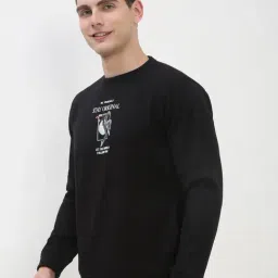 SHOWOFFFF Black Cotton Slim Fit Graphic Sweatshirt image 3