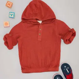 Pantaloons Baby Boys Mecca Orange Cotton Textured Full Sleeves Shirts-image-20