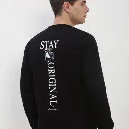 SHOWOFFFF Black Cotton Slim Fit Graphic Sweatshirt image 4