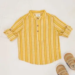 Pantaloons Baby Boys Misted Yellow Cotton Striped Full Sleeves Shirts-image-83