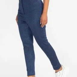 Globus Navy Printed High Rise Trousers image 3