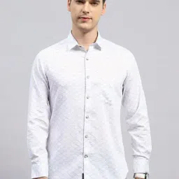 Monte Carlo White Slim Fit Printed Shirt-image-0