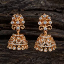 Kushal's Fashion Jewellery Gold-Plated Copper Cubic Zirconia Dome Shaped Jhumkas Earrings-picture-30
