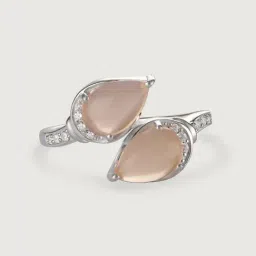 Mia by Tanishq 92.5 Sterling Silver Peach Chalcedony Ring-picture-21