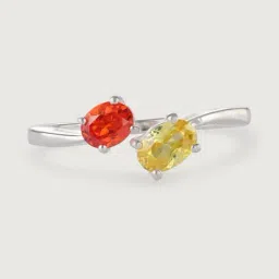 Mia by Tanishq 92.5 Sterling Silver Citrine Sunshine & Garnet Glow Ring-picture-40