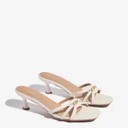 Luna Blu by Westside White Metal-Detailed Heel Sandals-picture-10