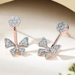 P.N.Gadgil Jewellers Twinkle Ribbon 18 kt Rose Gold Stud Diamond Earring For Woman-picture-36