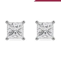Emori 18k White Gold & Lab Grown Diamond 2 CT Timeless Princess Solitaire Stud Earrings-picture-22
