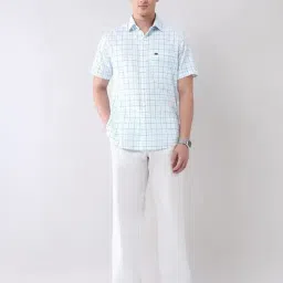 AD by Arvind Light Blue Regular Fit Checks Shirt image 4
