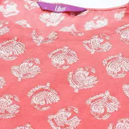 Libas Pink Cotton Printed Tunic Pyjamas Set image 5
