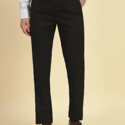Cantabil Black Regular Fit Solid Formal Trousers-image-4