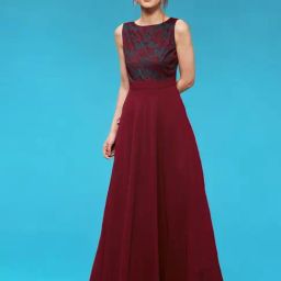 Miss Chase Maroon Floral Print Maxi Dress-picture-15