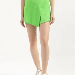 United Colors of Benetton Green Solid Skorts-picture-10