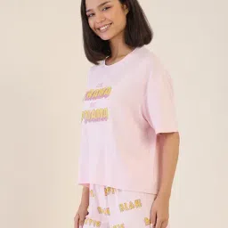 Sweet Dreams Light Pink Regular Fit Geometric Print T-Shirt with Shorts Set image 3