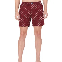 UnderJeans by Spykar Maroon Printed Boxers image 1