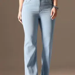 Miss Chase A+ Blue Denim Solid High Rise Jeans-picture-19