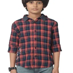 Under Fourteen Only Kids Red Checks Full Sleeves Shirt-image-8