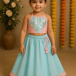 SAKA DESIGNS Girls Embroidered Sequinned Ready to Wear Lehenga & Choli-picture-11