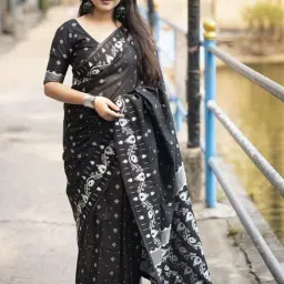 Anjaneya Sarees Black Banarasi Silk Woven Design Saree with Unstitched Blouse-picture-25