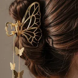 Axpro Women Set of 2 Butterfly Shape with Pearls Hair Claw Clip image 4