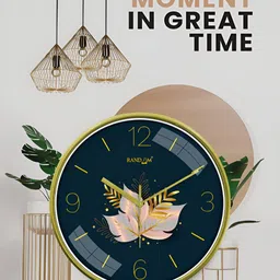 RANDOM Green & Yellow Round Printed Wall Clock image 4