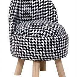 Shadowkart 2-Pcs Black & White Checked Round Ottoman Pouffes image 5