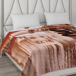 Monte Carlo Brown & Pink Abstract Printed Mild Winter 600 GSM Double Bed Blankets image 5