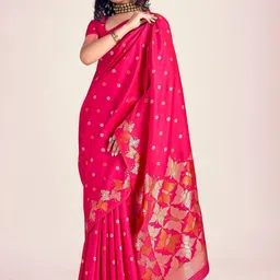 CaniBani Woven Design Zari Silk Blend Banarasi Saree-picture-40