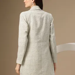 Chemistry Self Design Single-Breasted Tweed Overcoat image 2