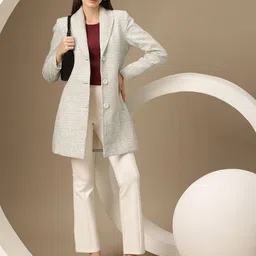 Chemistry Self Design Single-Breasted Tweed Overcoat image 4