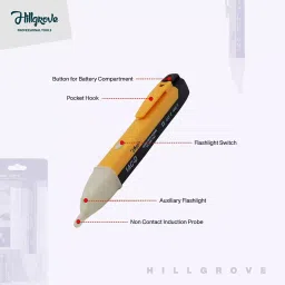 Hillgrove 90-1000 V AC Non Contact Electrical Voltage Detector with Continuity Tester, HGCM204M1 image 2