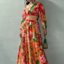 Shae by SASSAFRAS Printed Beads and Stones Ready to Wear Lehenga &-picture-38