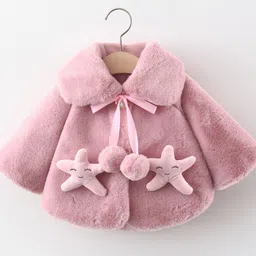YK Girls Spread Collar Self Design Sherpa Jacket-picture-11