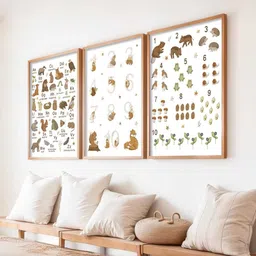 Kotart White & Brown 3 Pieces Cartoon Art Wooden Rectangle Wall Arts-picture-21