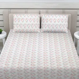 FABINALIV Multi-Color Geometric 300 Tc 100% Cotton King Size Double Bedsheet With 2 Pillow Covers-picture-26