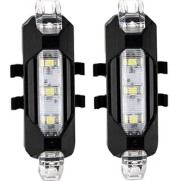 AlexVyan Bicycle 7 LED USB Rechargeable Head Light and Rear Tail Light (White). image 1