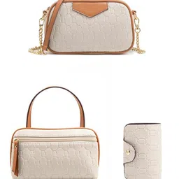 cosmo luxera Women Combo Handbag Embossed Pattern 4 in 1 Set Tote, Cross body, Pouch, Card Holder image 5